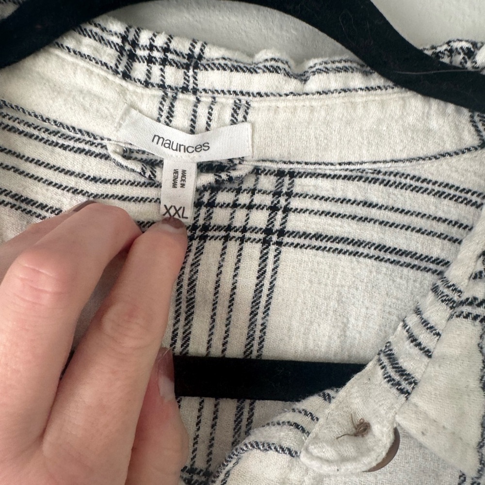 Maurices Black and White Checkered Button Down Flannel Shirt - Picture 2 of 4